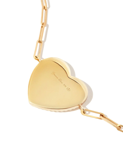 Shop Yvonne Léon 9kt And 18kt Yellow Gold Malachite Diamond Heart Chain Bracelet In 金色