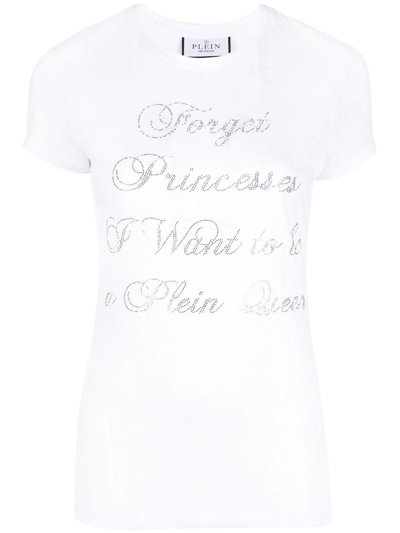 Shop Philipp Plein Crystal-embellished Cotton T-shirt In White