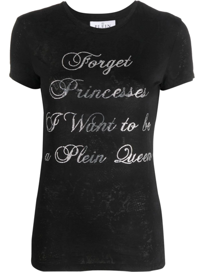 Shop Philipp Plein Crystal-embellished Cotton T-shirt In Black