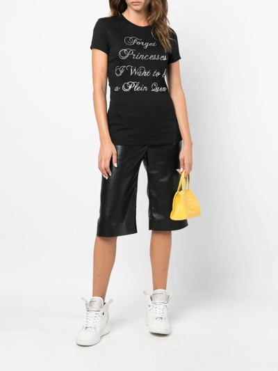 Shop Philipp Plein Crystal-embellished Cotton T-shirt In Black