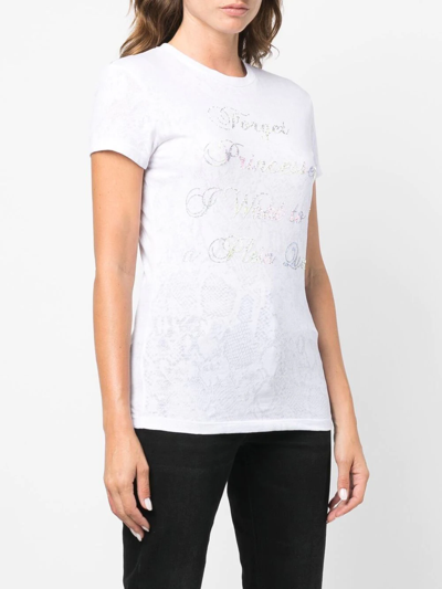 Shop Philipp Plein Crystal-embellished Cotton T-shirt In White