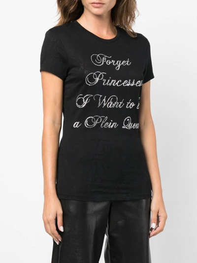 Shop Philipp Plein Crystal-embellished Cotton T-shirt In Black