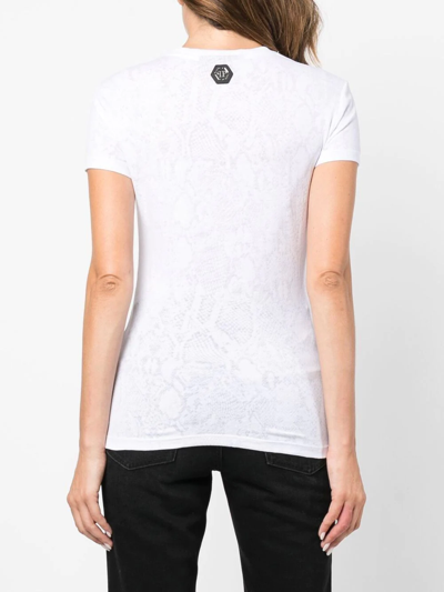 Shop Philipp Plein Crystal-embellished Cotton T-shirt In White