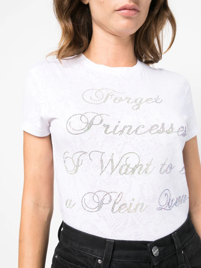 Shop Philipp Plein Crystal-embellished Cotton T-shirt In White