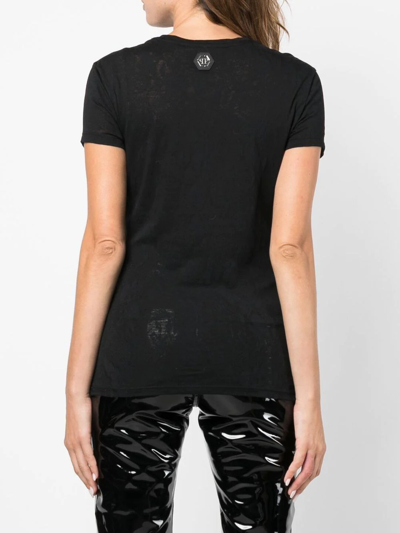 Shop Philipp Plein Queen Of Bling Cotton T-shirt In Black