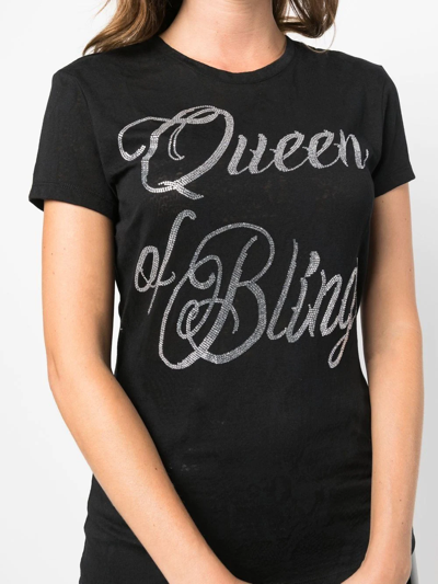 Philipp Plein Queen Of Bling Cotton T-shirt In Black