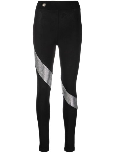 Philipp Plein Embellished High-rise Leggings In Black