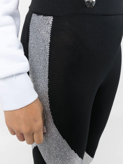 Philipp Plein Embellished High-rise Leggings In Black