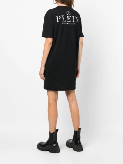 Shop Philipp Plein Teddy-bear Crystal T-shirt Dress In Black