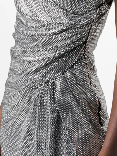 Philipp Plein Crystal-embellished Logo Mini Dress In Grey