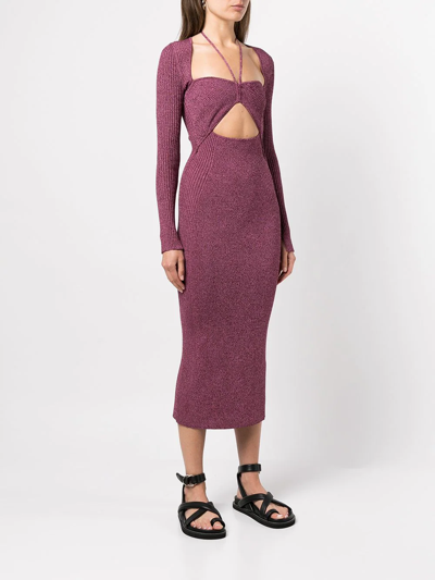 Simkhai Cut-out Detail Knitted Dress In Purple