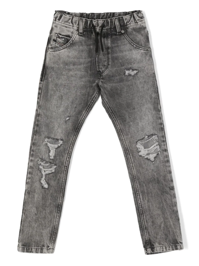 Shop Diesel Krooley Distressed-effect Jeans In 灰色