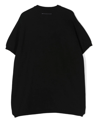 Shop Mm6 Maison Margiela Logo-intarsia Knitted Dress In 黑色