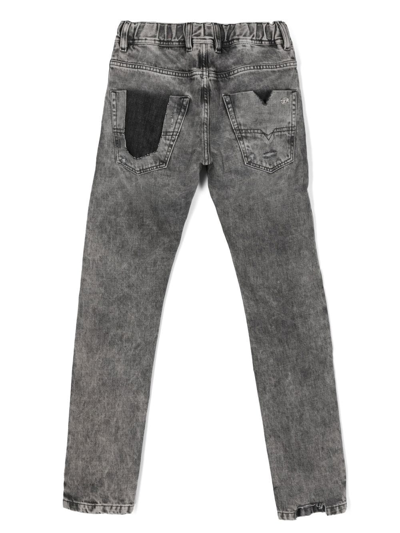Shop Diesel Krooley Distressed-effect Jeans In 灰色