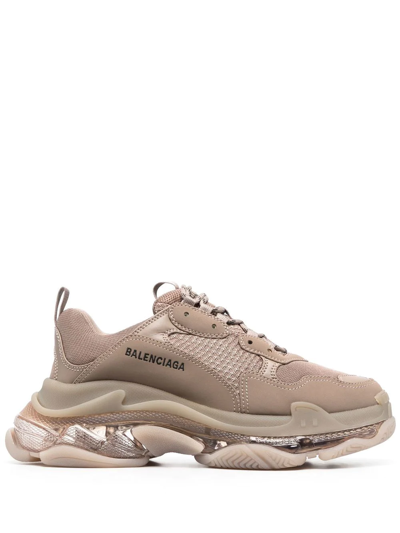 Shop Balenciaga Triple S Lace-up Sneakers In 褐色