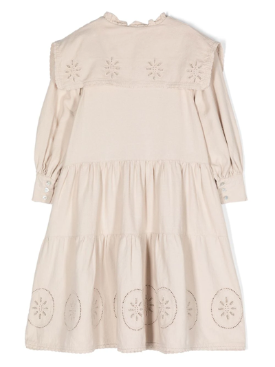 The New Society Geraldine Embroidered Midi Dress In 中性色