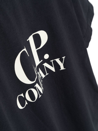 Shop C.p. Company Logo-print Cotton T-shirt In 蓝色