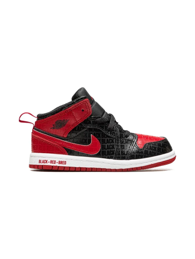 Jordan 1 Mid Ss Sneakers In Black/gym Red-white