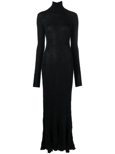 Shop Balenciaga Godet High Neck Maxi Dress In 黑色