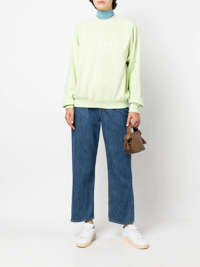 Sunnei Logo Embroidered Long-sleeved Sweatshirt In Green