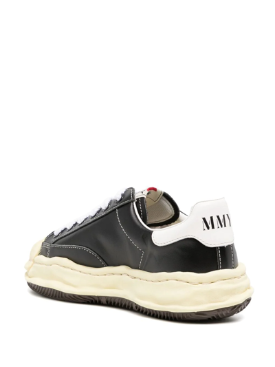 Miharayasuhiro Blakey Wrinkled Leather Low Top Sneakers In Black