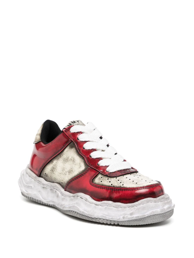 Miharayasuhiro Wayne Distressed Low-top Sneakers In Red