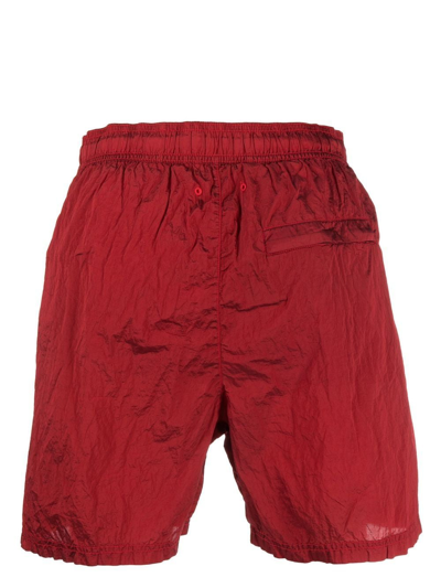 Shop Stone Island Logo-patch Swim Shorts In Red