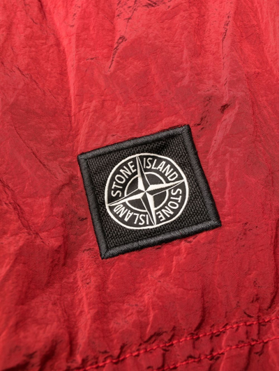 Shop Stone Island Logo-patch Swim Shorts In Red