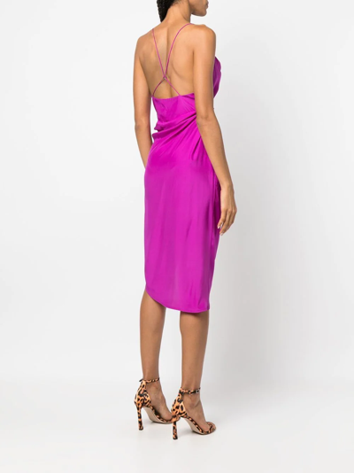 Shop Gauge81 Split Hem Silk Dress In 紫色