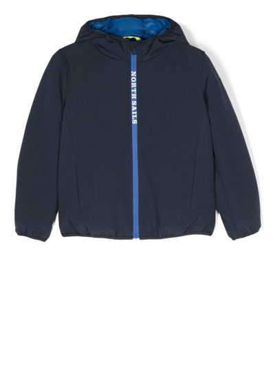 Shop North Sails Logo-trim Hooded Jacket In Blue