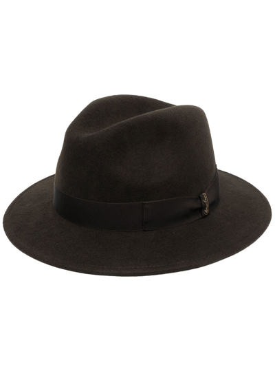 Shop Borsalino Macho Wool Fedora Hat In Brown