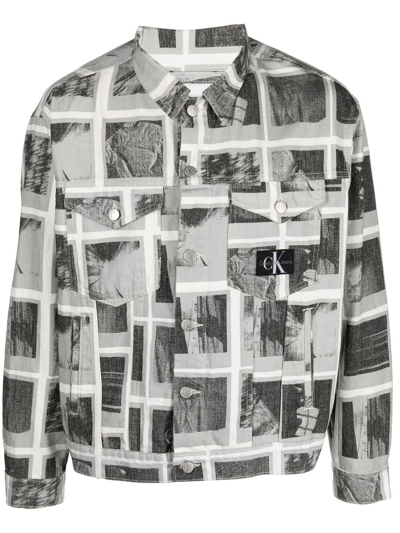 Shop Calvin Klein Jeans Est.1978 Graphic-print Denim Jacket In 灰色