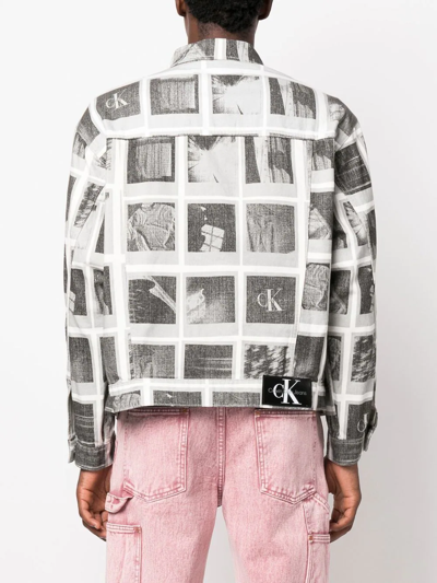 Shop Calvin Klein Jeans Est.1978 Graphic-print Denim Jacket In 灰色