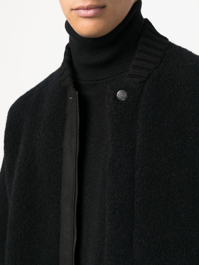 Shop Laneus Zip-up Fleece Bomber Jacket In 黑色