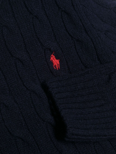 Shop Ralph Lauren Embroidered-logo Wool-cashmere Jumper In Blue