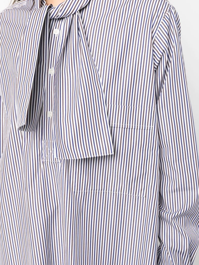 Shop Plan C Striped Poplin Shirt In 白色