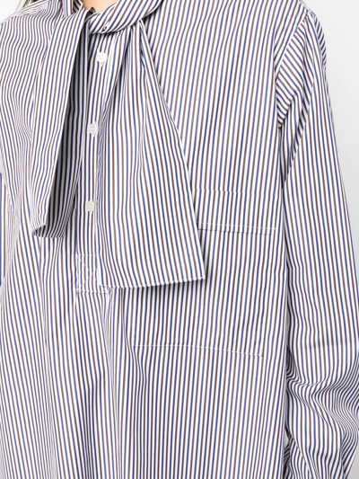 Plan C Striped Poplin Shirt In 白色