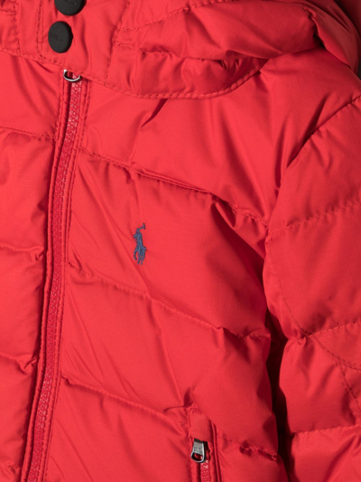 Shop Ralph Lauren Logo-embroidered Padded Coat In 红色