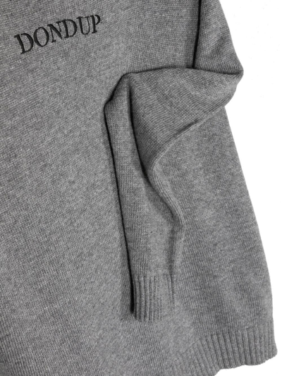 Shop Dondup Logo-print Knit Hoodie In Grey