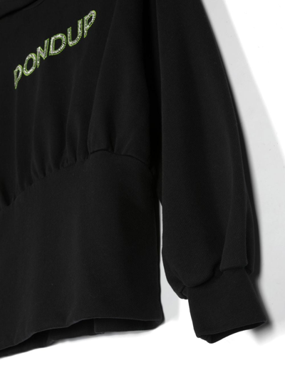 Shop Dondup Embellished-logo Detail Hoodie In Black