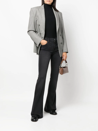 Frame Ribbed Turtleneck Top In 黑色
