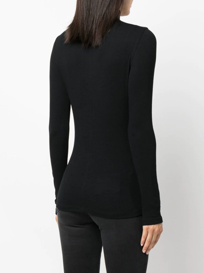 Frame Ribbed Turtleneck Top In 黑色
