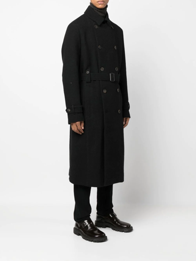 Forme D'expression Belted Double-breasted Trench Coat In 黑色