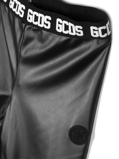 Shop Gcds Logo-waistband Straight Trousers In Black