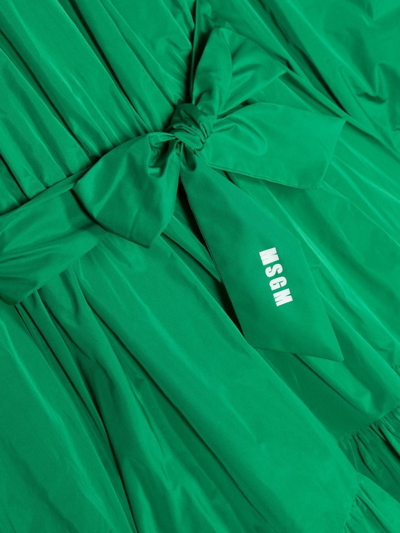 Shop Msgm Logo-print Belt Dress In Green