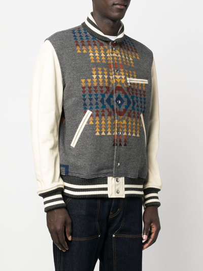 Shop Junya Watanabe Pendleton Varsity Bomber Jacket In White