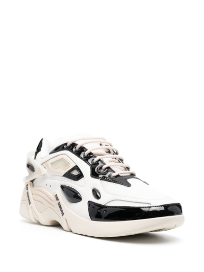 Shop Raf Simons Multi-panel Lace-up Sneakers In White