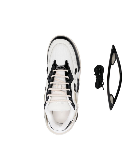 Shop Raf Simons Multi-panel Lace-up Sneakers In White