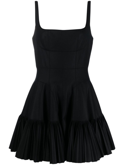 Shop Giovanni Bedin Square-neck Flared Mini Dress In 黑色