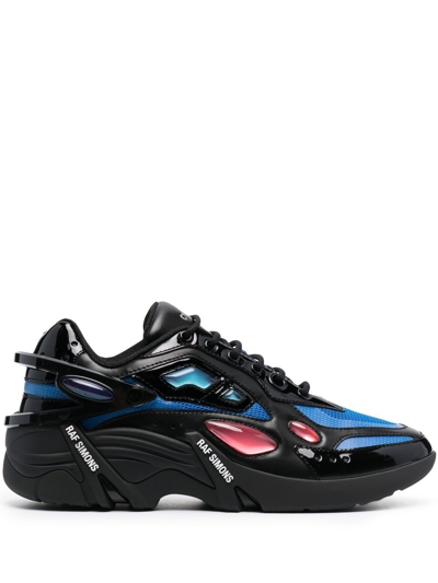 Shop Raf Simons Panelled Lace-up Sneakers In 黑色